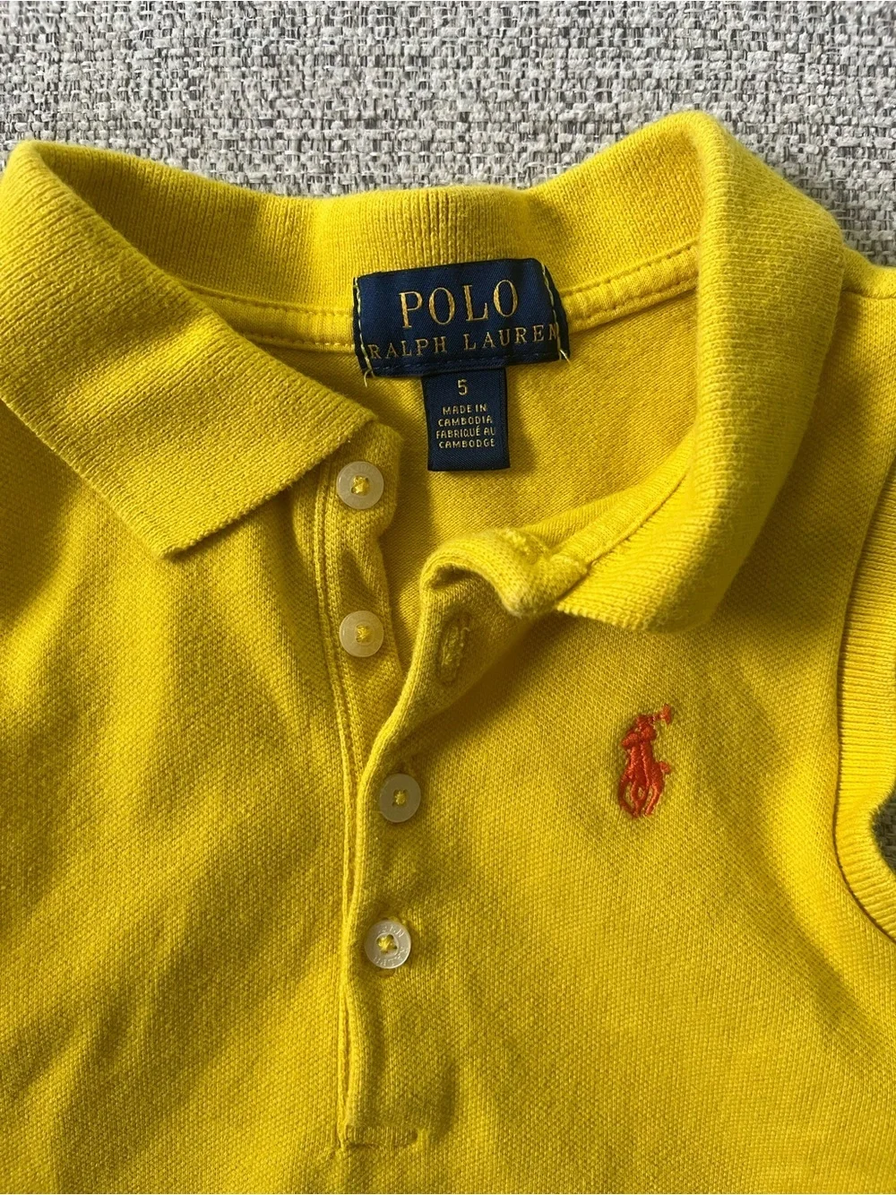 Polo Ralph Lauren Girls Yellow Sleeveless Polo Size 5 Preppy Summer Top